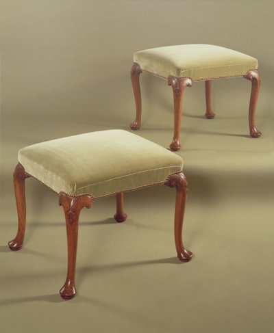 Pair of stools, upholstered, c.1710 by English School